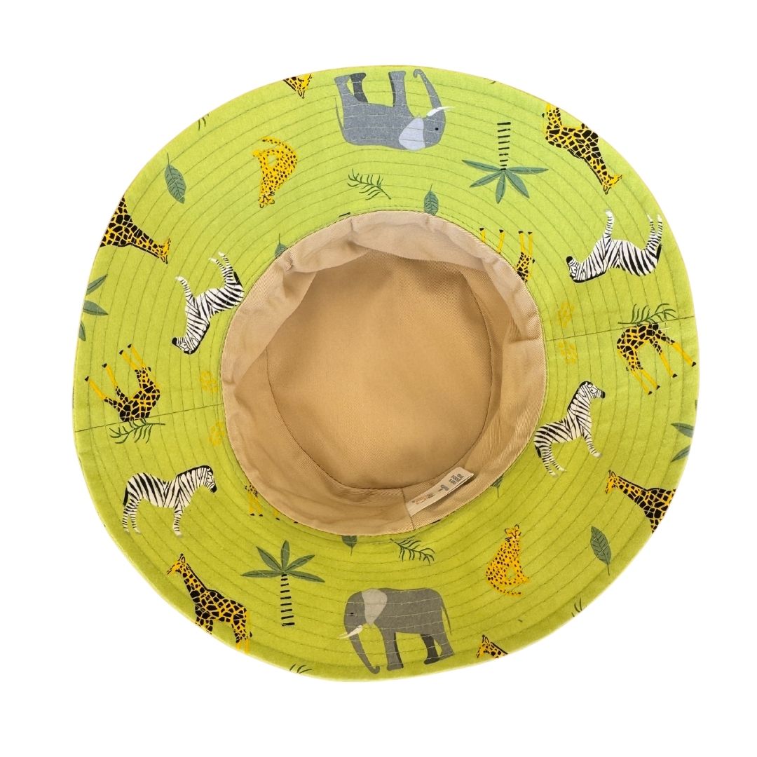 Kids Lime Safari Bucket Hat - 7cm Brim, Cotton Blend