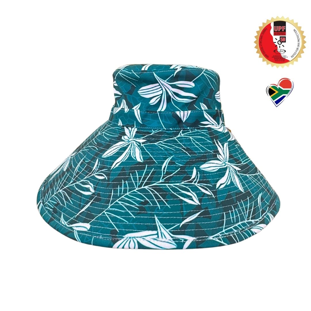 Women's Tropical Teal Swim Bucket Hat | 14cm Brim, Extra Cover
