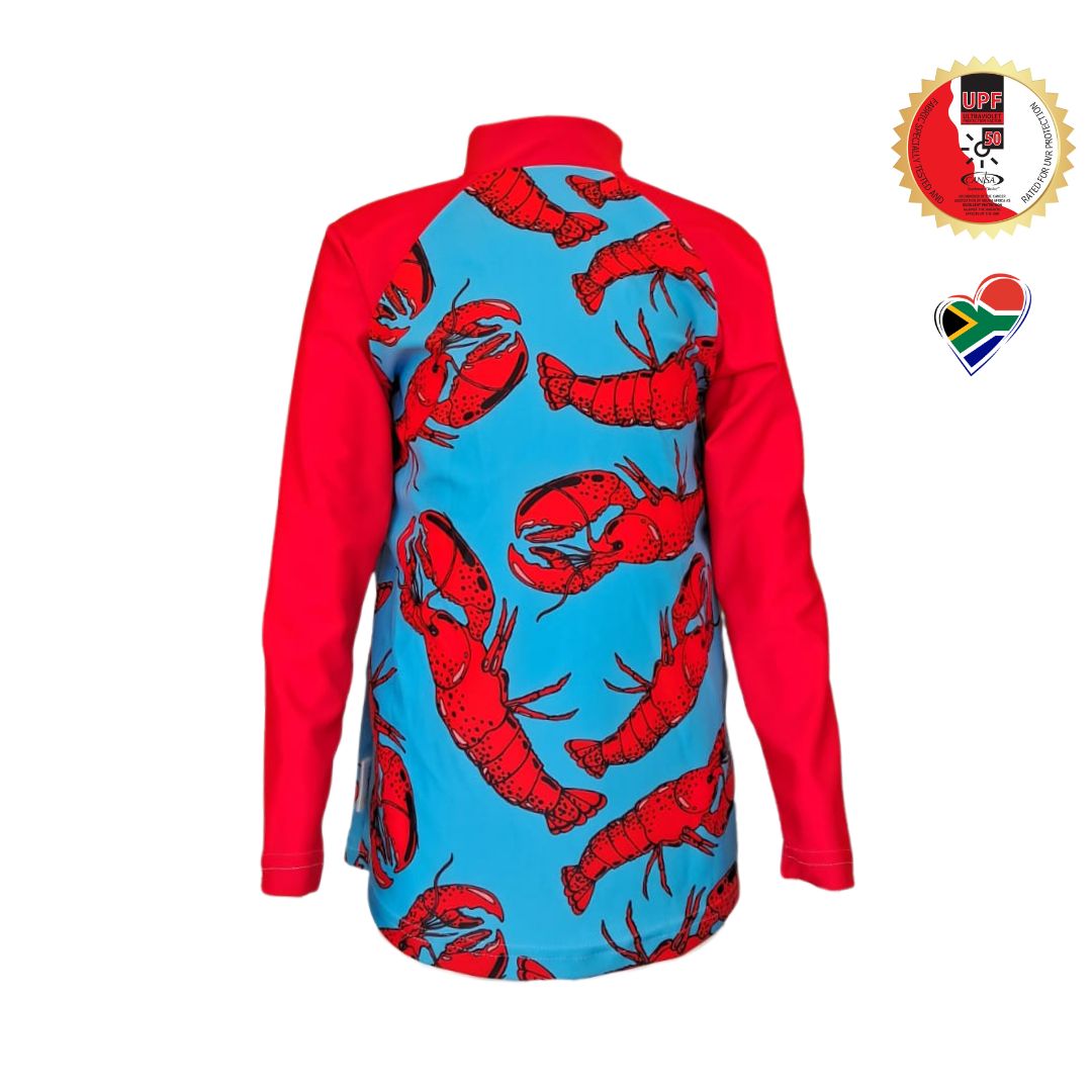 Boys Lobster Swim Rash Vest  | Long Sleeve, High Neck