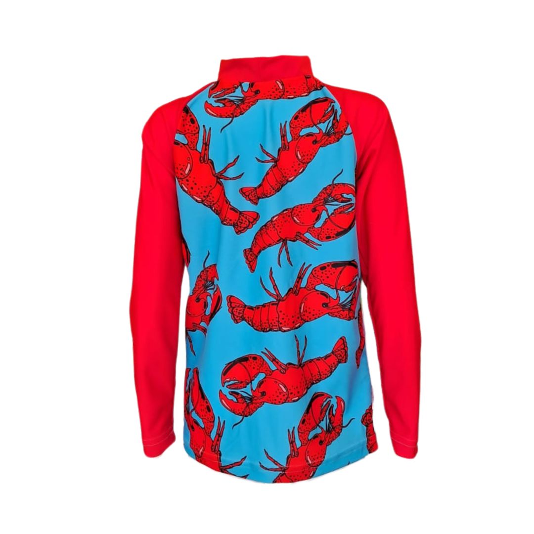 Boys Lobster Swim Rash Vest  | Long Sleeve, High Neck