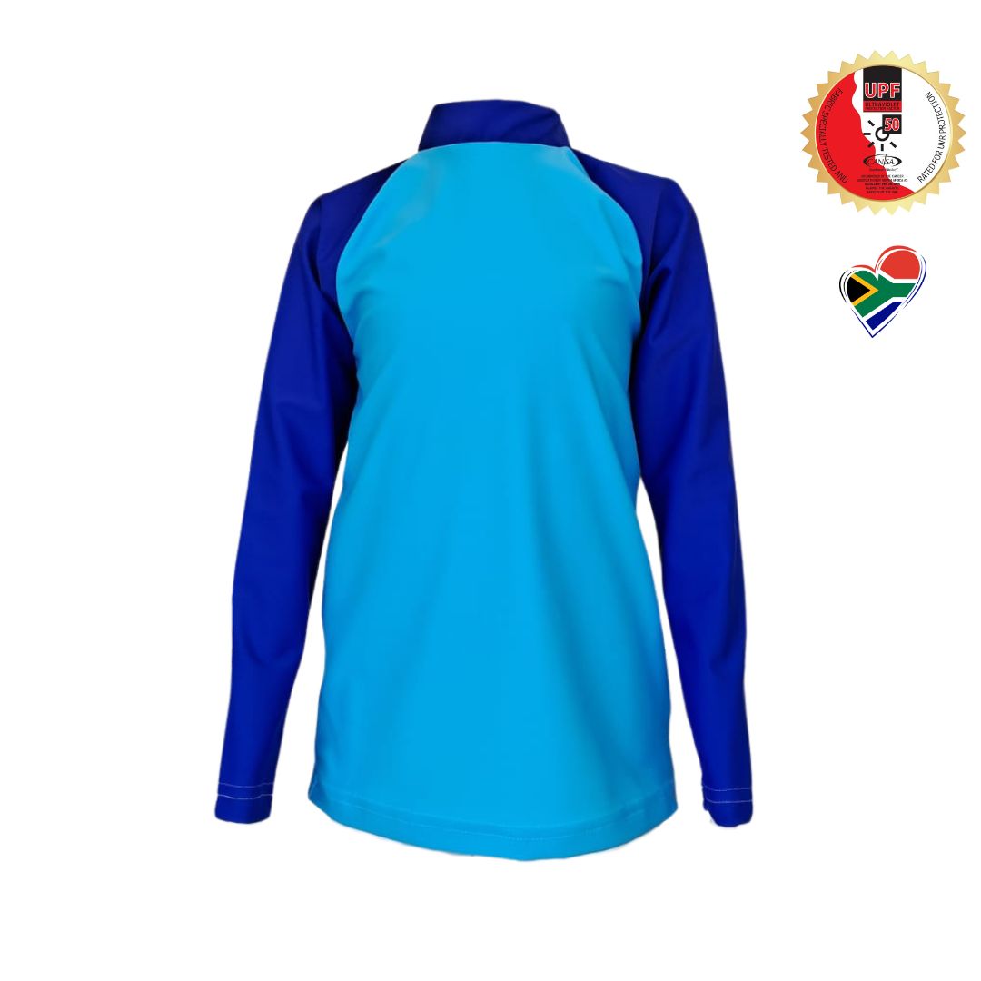 Boys Blue Navy Swim Rash Vest | Long Sleeve, High Neck
