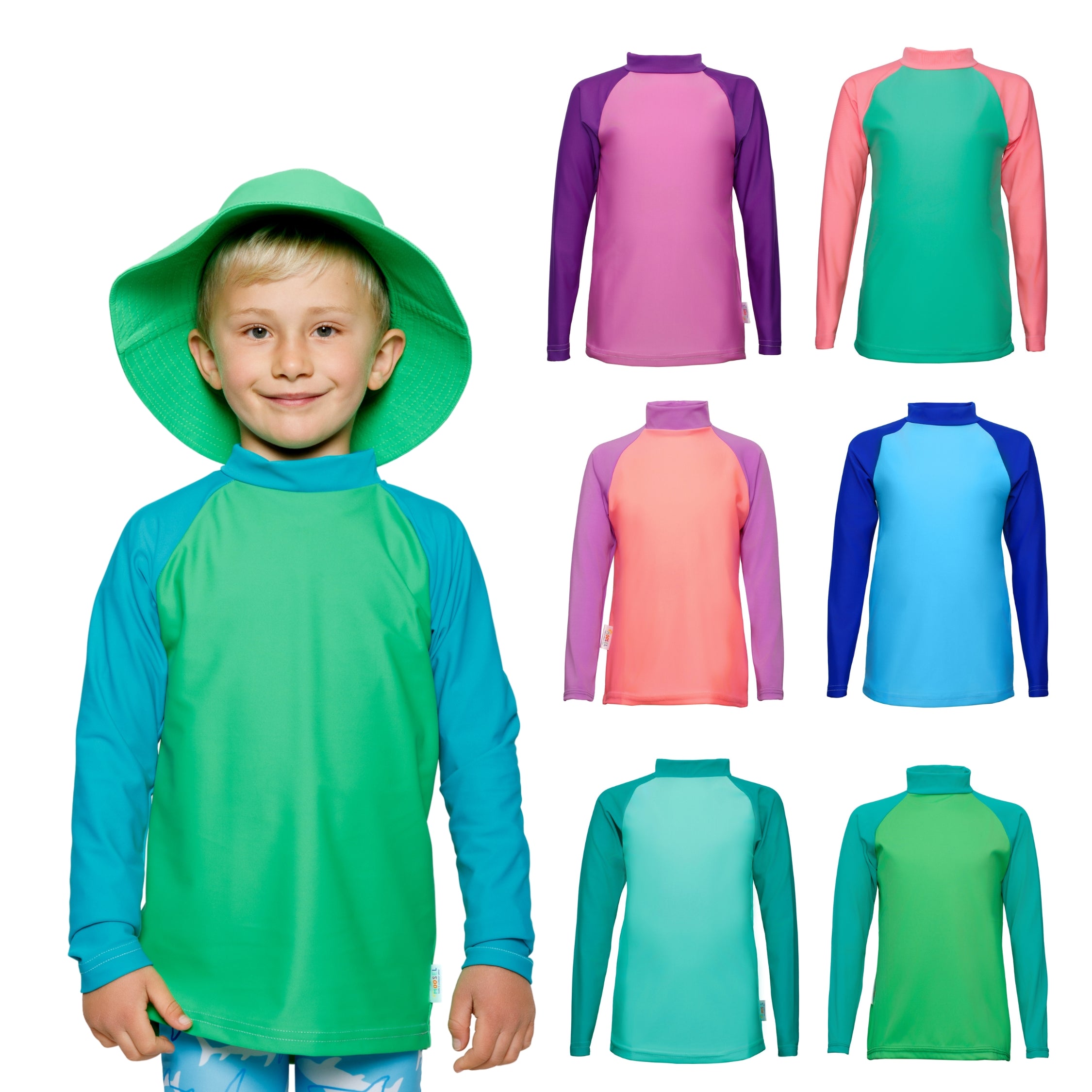 Boys Green|Swim Rash Vest, Full Coverage