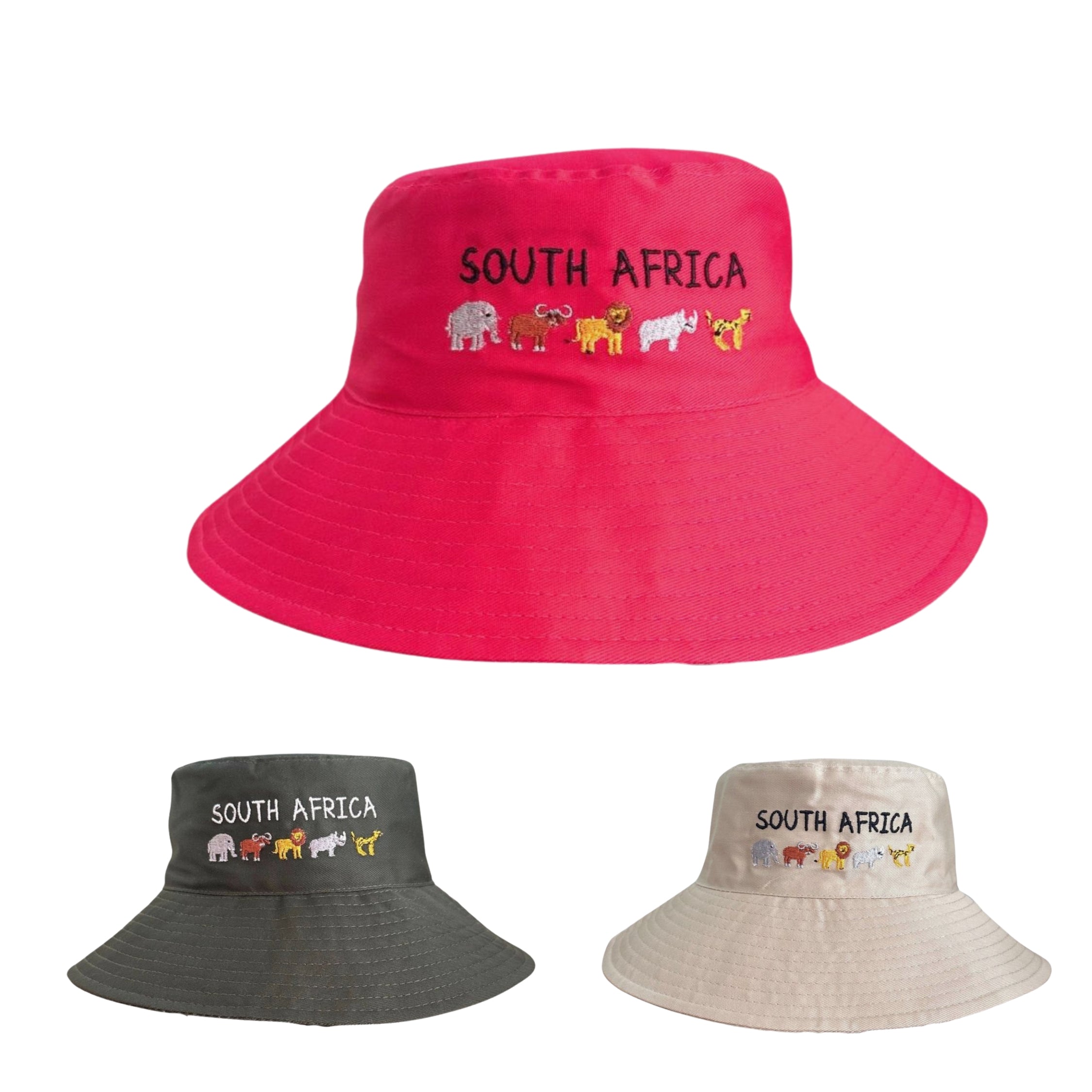 Pink South Africa Big 5|Kids Bucket Hat, Chin Strap