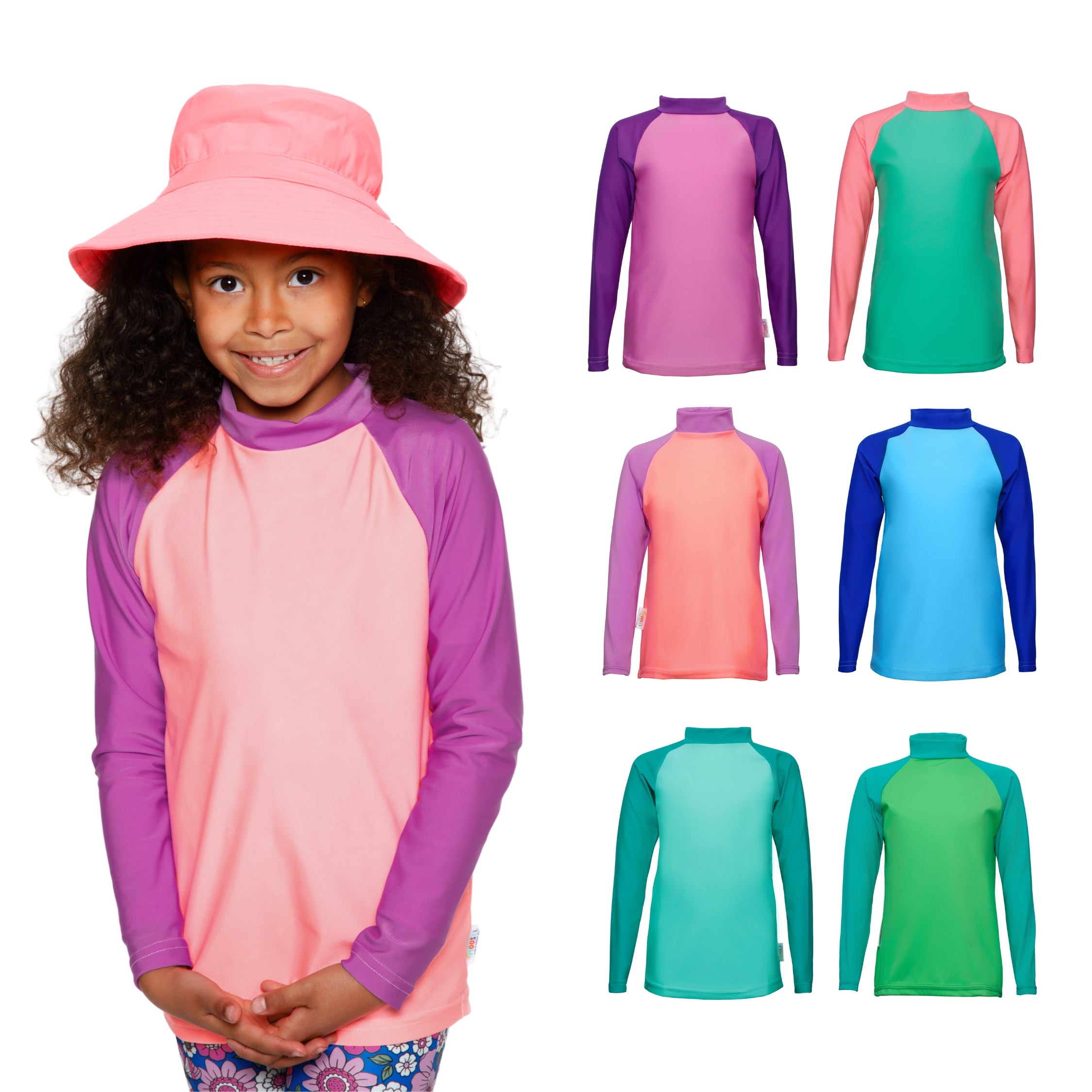 Girls Pink Candy Floss | Swim Rash Vest, Full Coverage