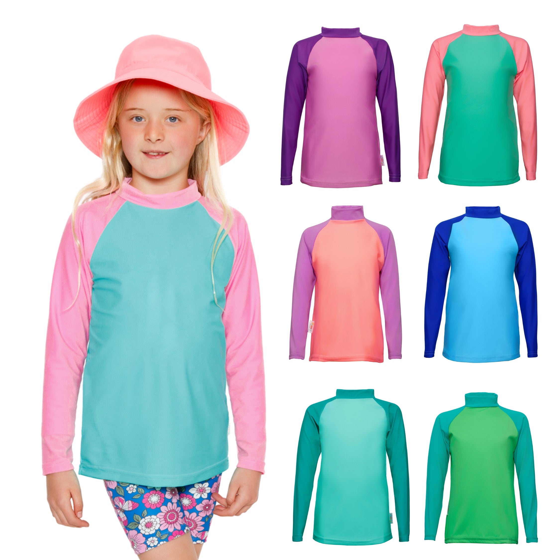 Girls Pink Green Watermelon |Swim Rash Vest, Full Coverage