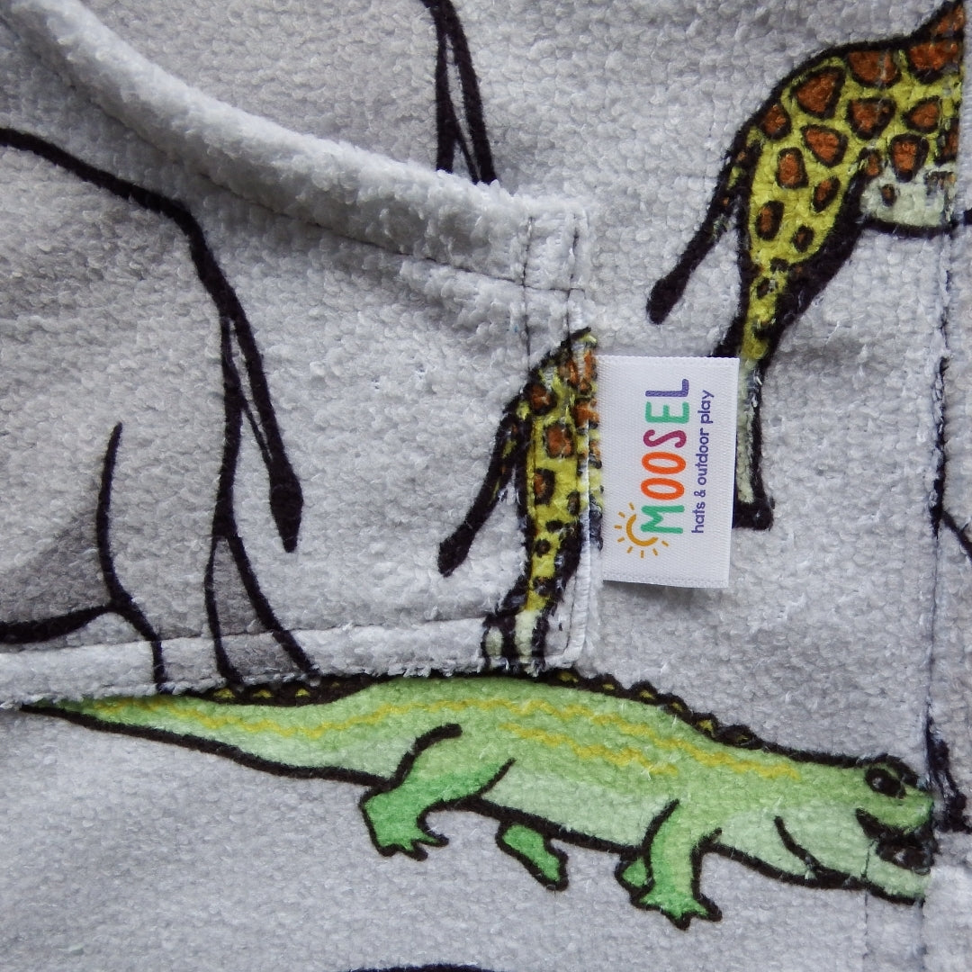Grey Safari Animals | Hooded Beach Towel, Full Zip