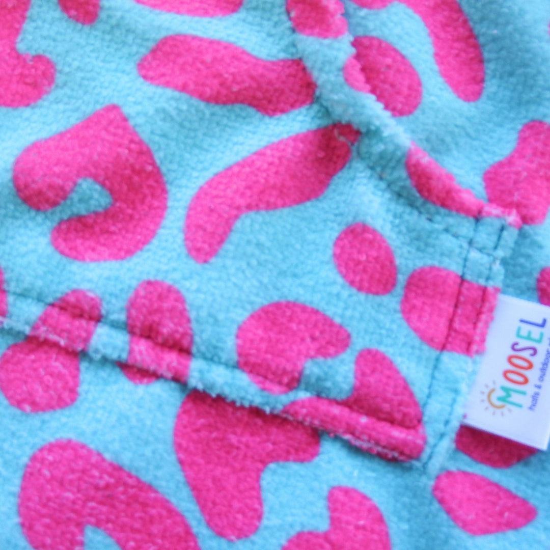 Teal Pink Leopard Print | Hooded Beach Towel, Full Zip