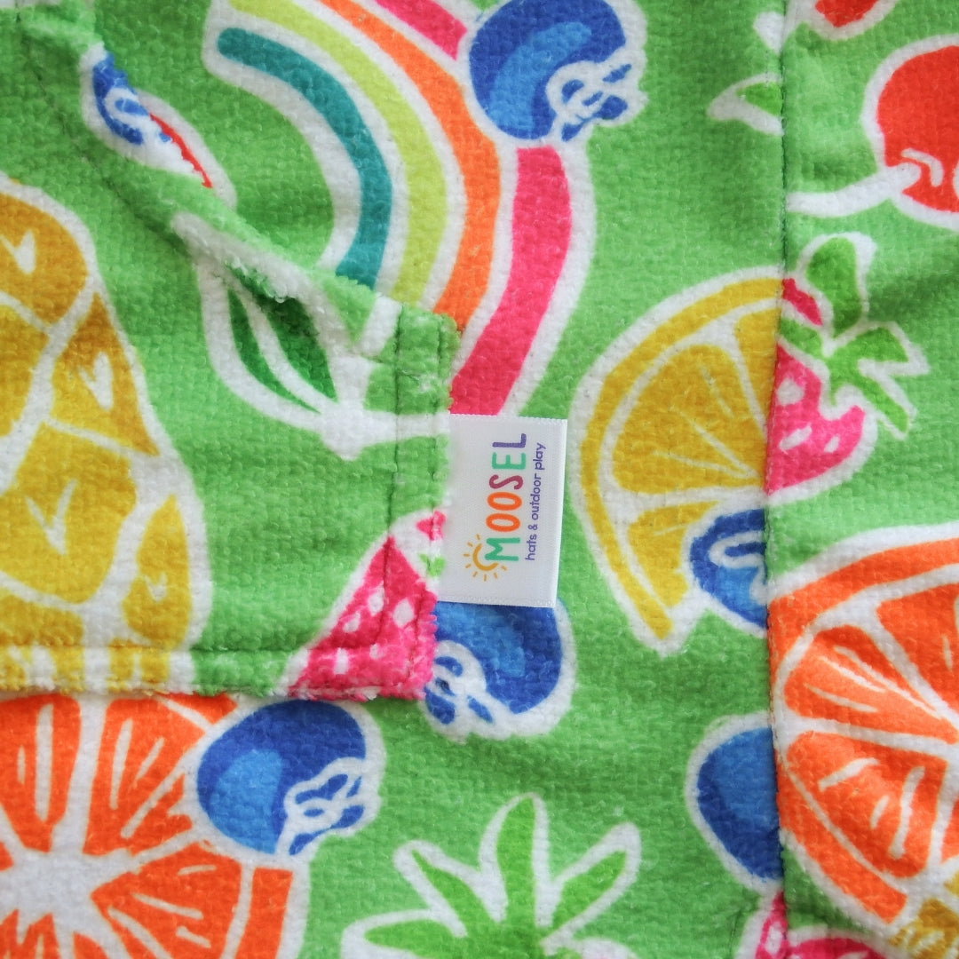 Bright Tropical Fruit & Rainbows | Hooded Beach Towel, Full Zip