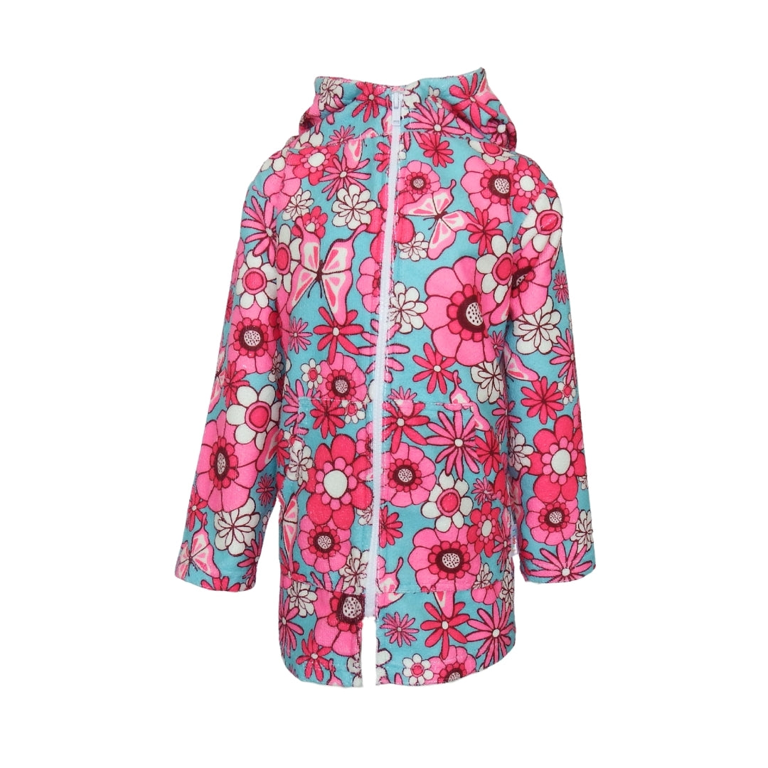 Flower Hooded Towel - Pink & Teal