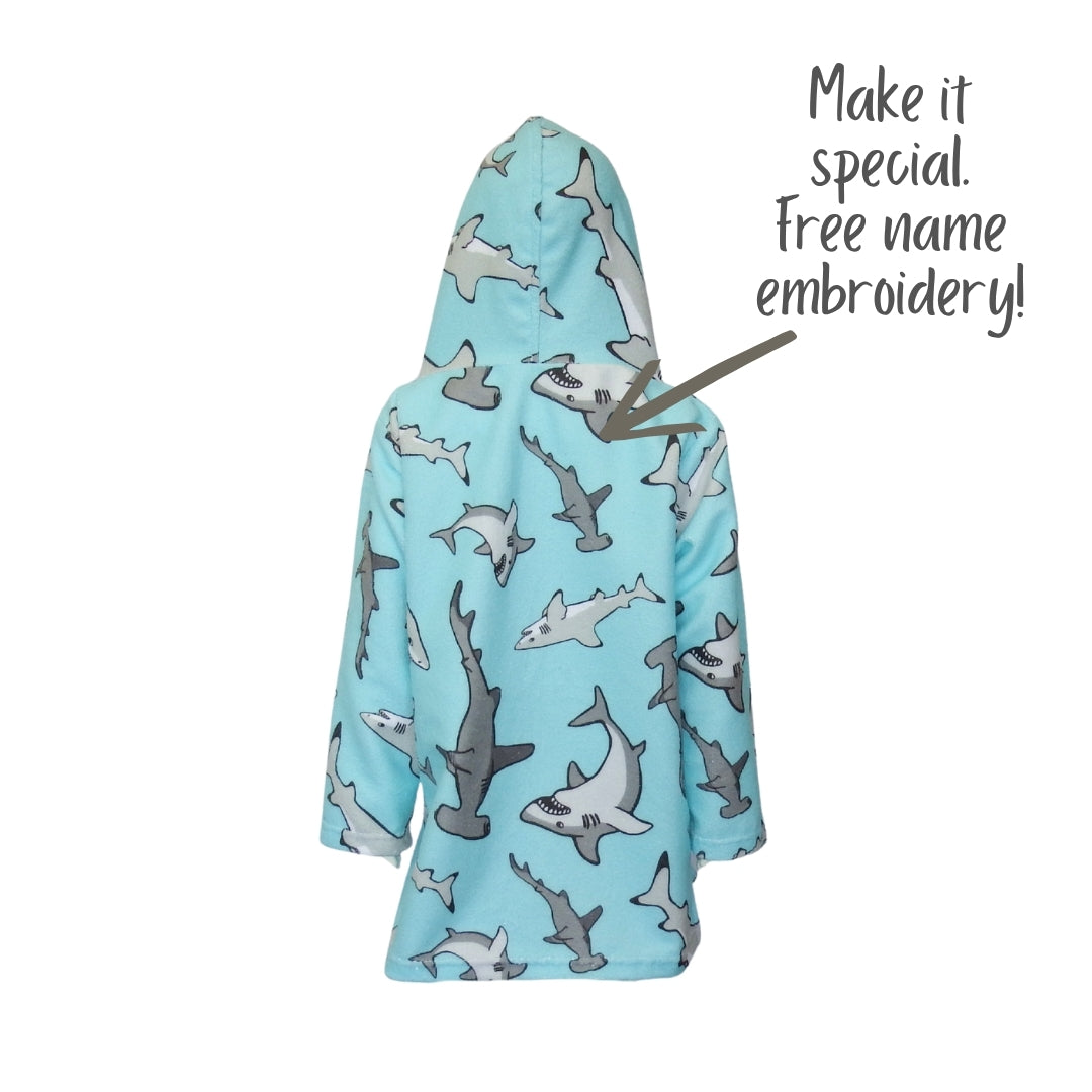 Hammerhead & Great White Sharks | Hooded Beach Towel, Full Zip