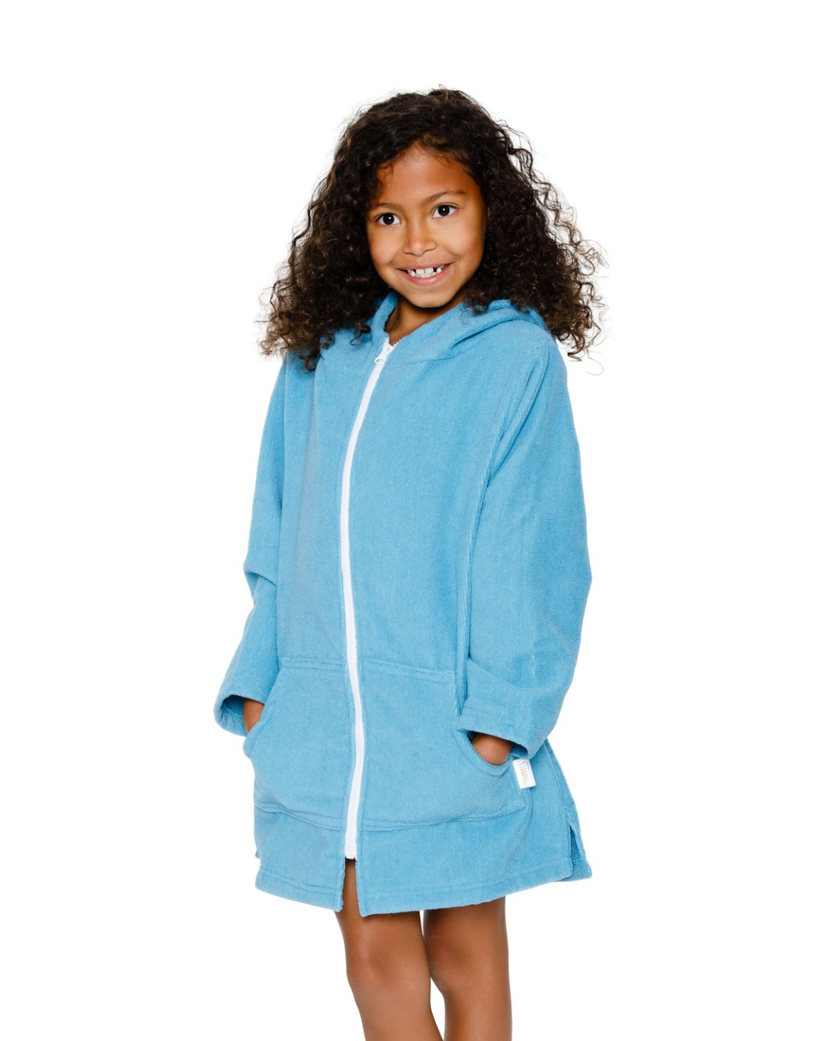 Kids Teal|Hooded Beach Towel, Full Zip