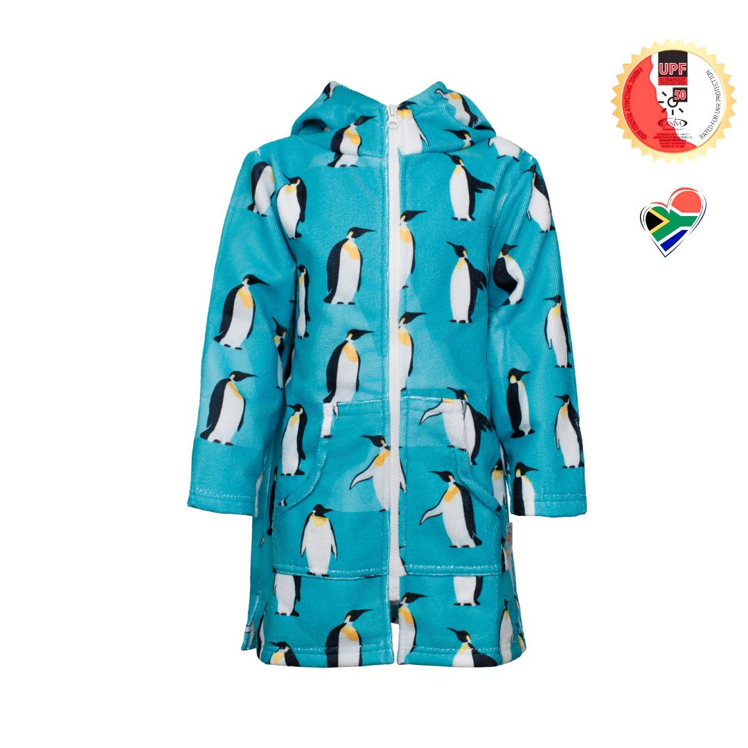 Boys Penguins Hooded Towel | Full Zip, Long Sleeve