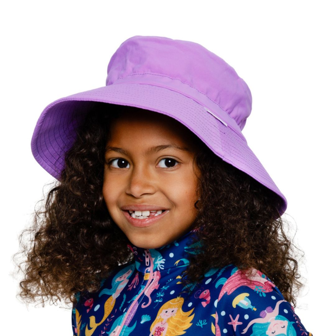 Purple Bright High Visibility |Kids Swim Bucket Hat