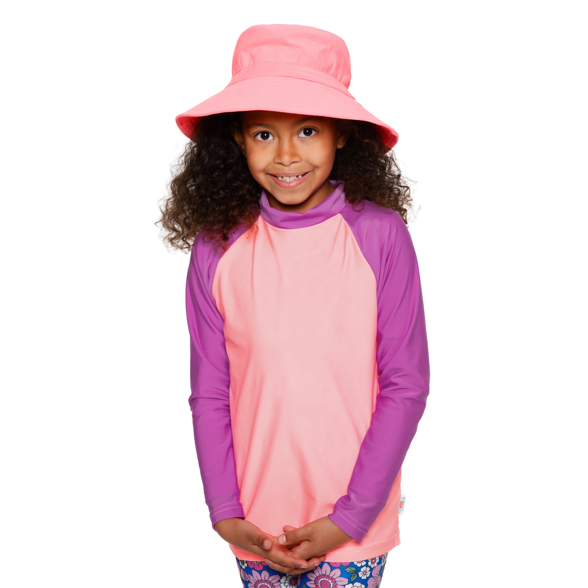 Girls Pink Swim Rash Vest | Long Sleeve, High Neck