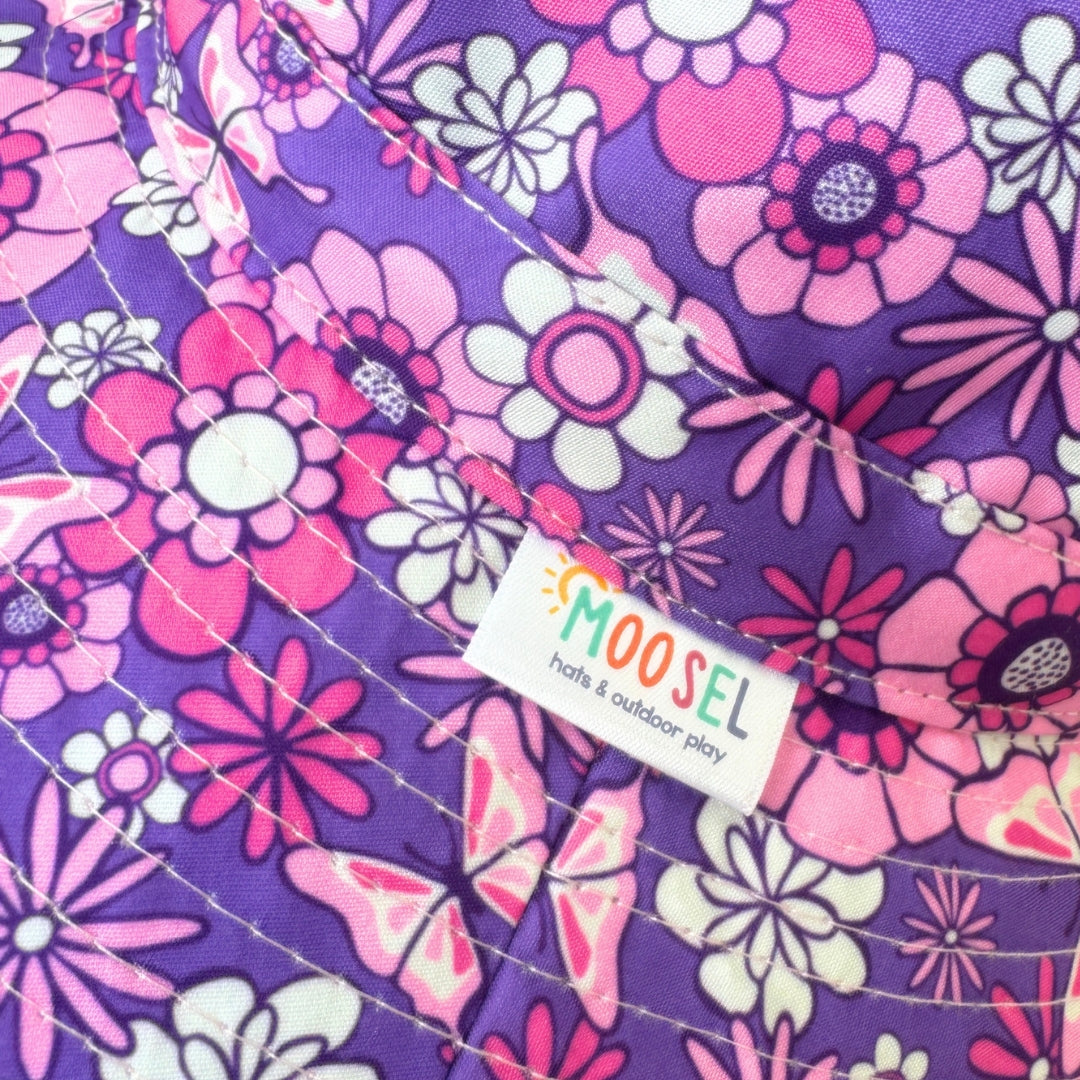 Purple Pink Floral & Butterflies | Kids Bucket Hat