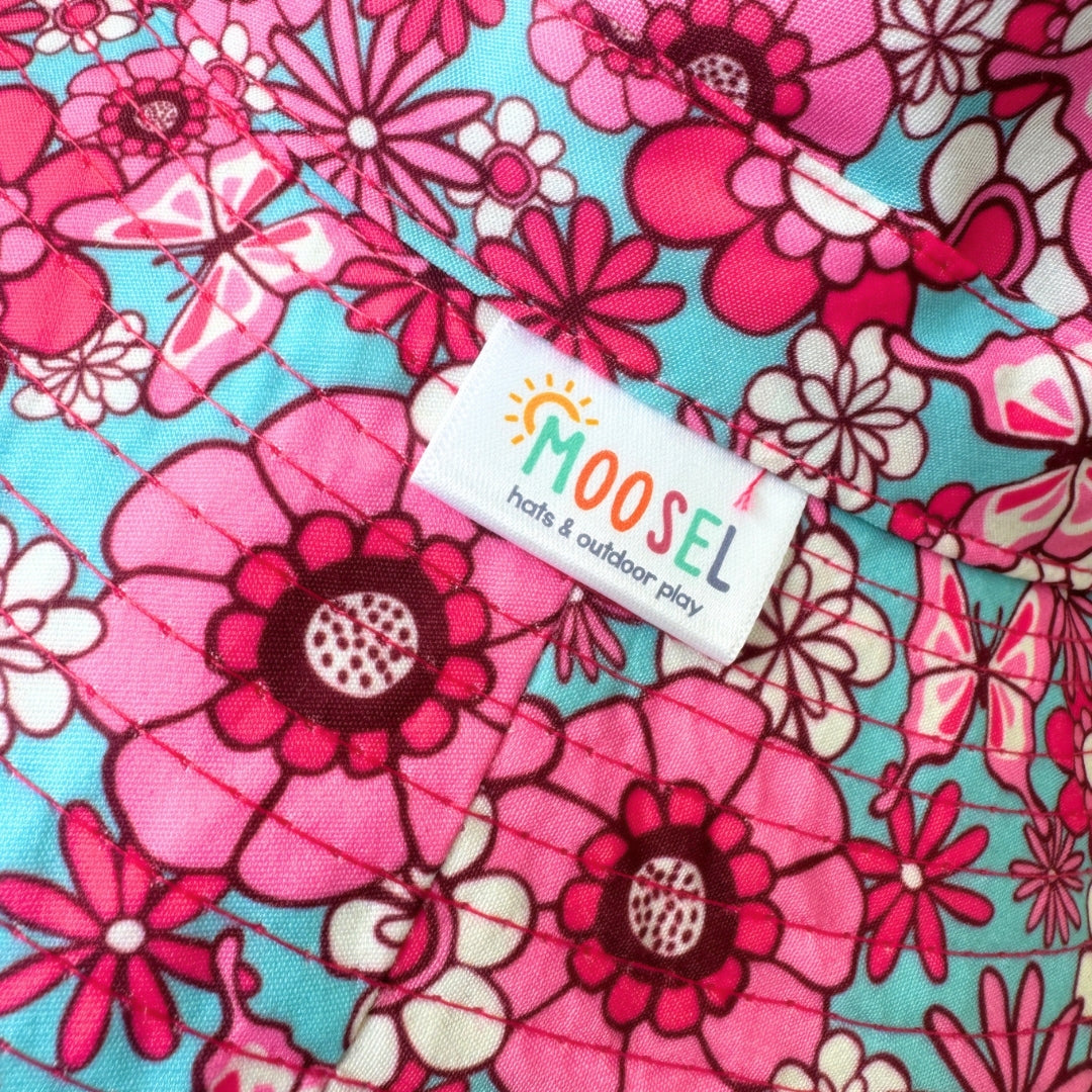 Teal Pink Floral & Butterflies | Kids Bucket Hat