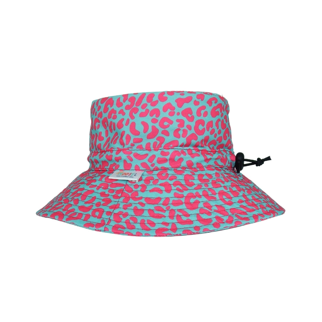 Teal Pink Leopard Print | Kids Bucket Hat