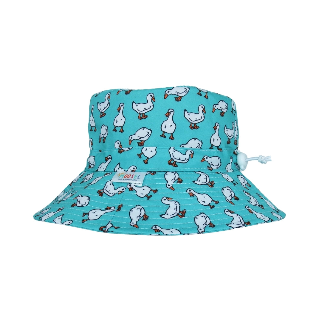 Teal White Ducks | Kids Bucket Hat