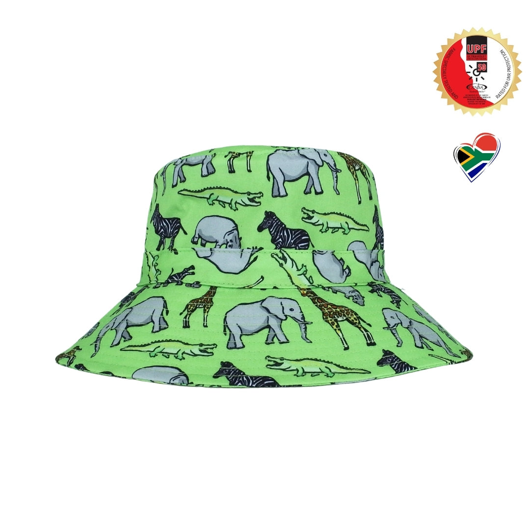 Green Safari Animals | Kids Bucket Hat