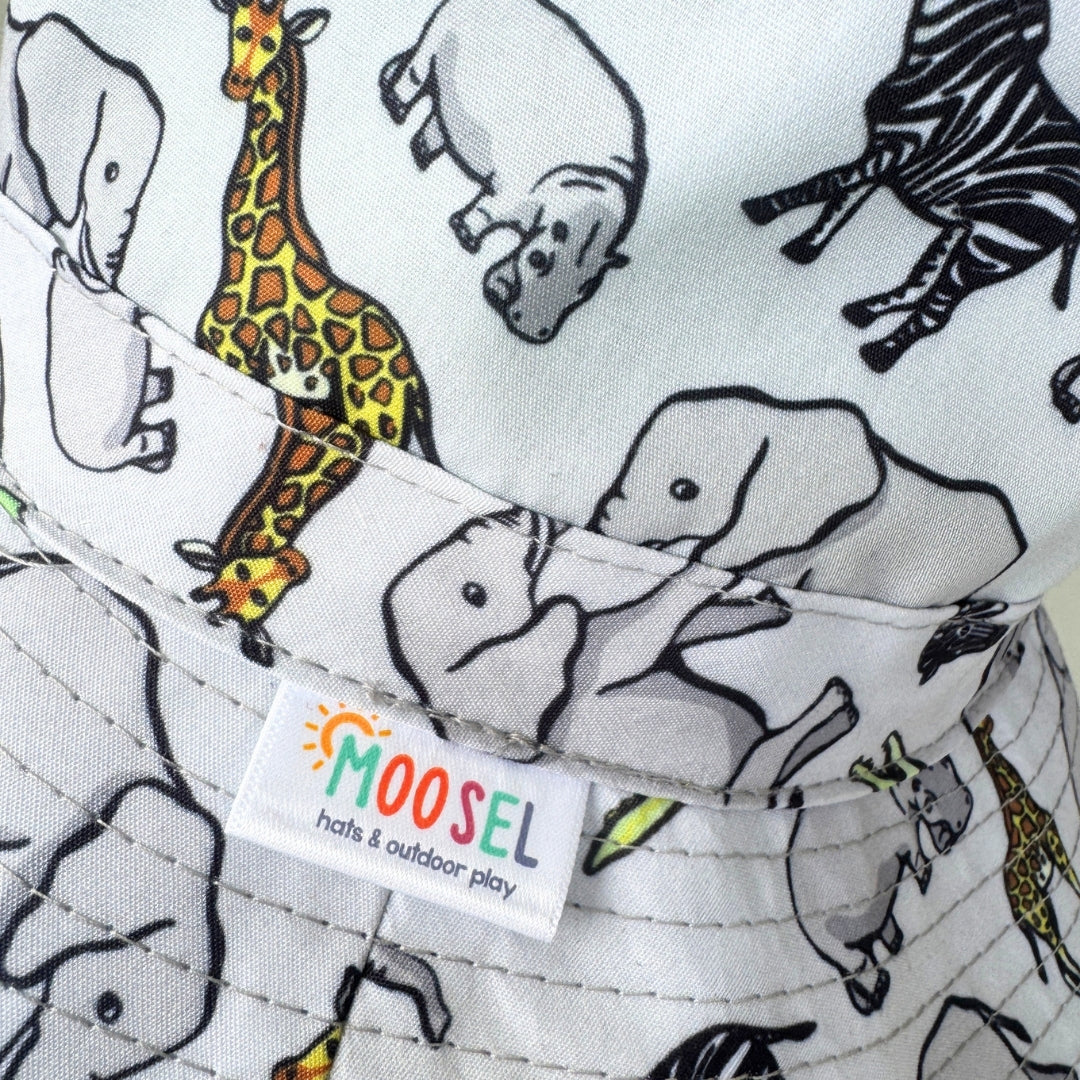 Grey Safari Animals | Kids Bucket Hat