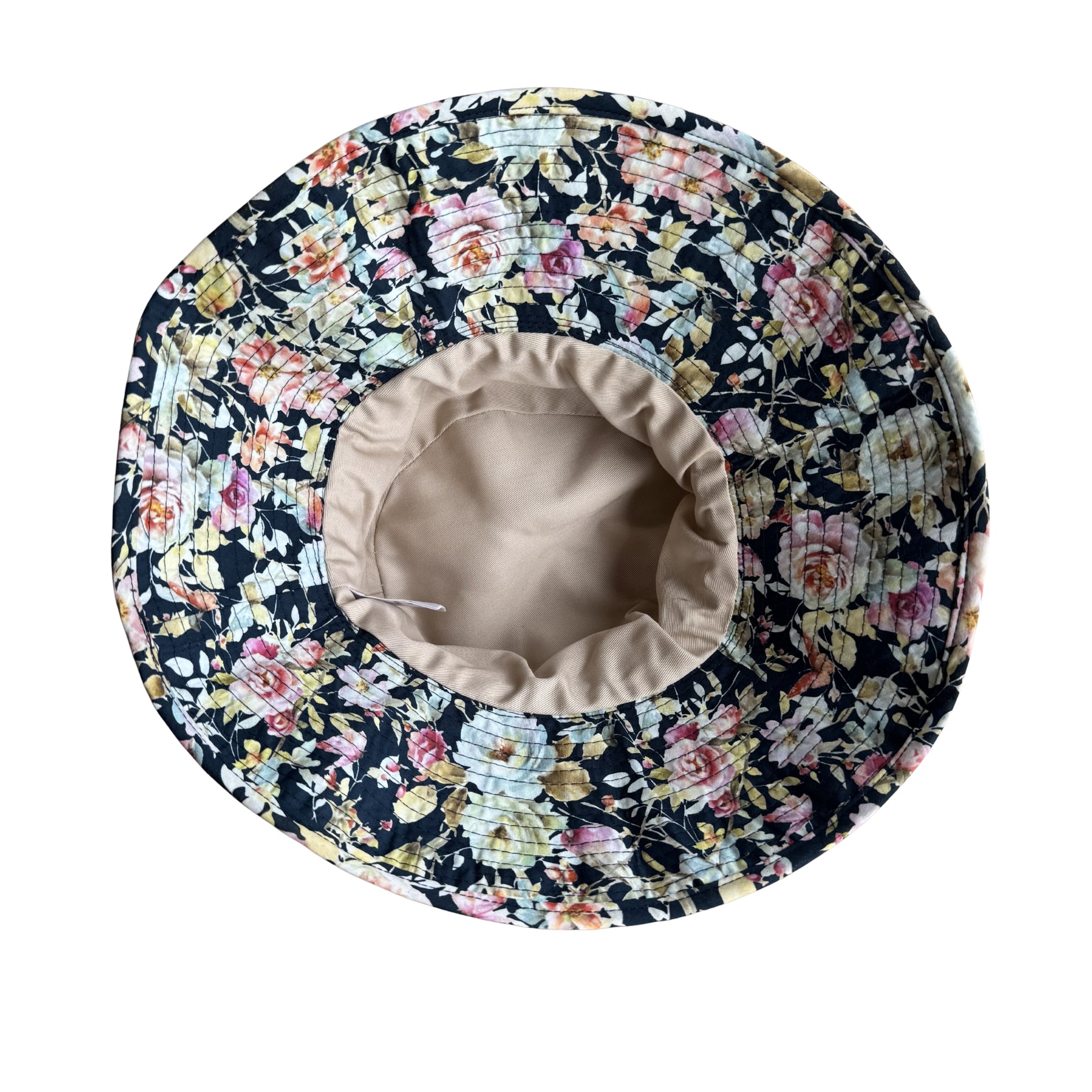Navy Floral | Ladies Wide Brim Bucket Hat