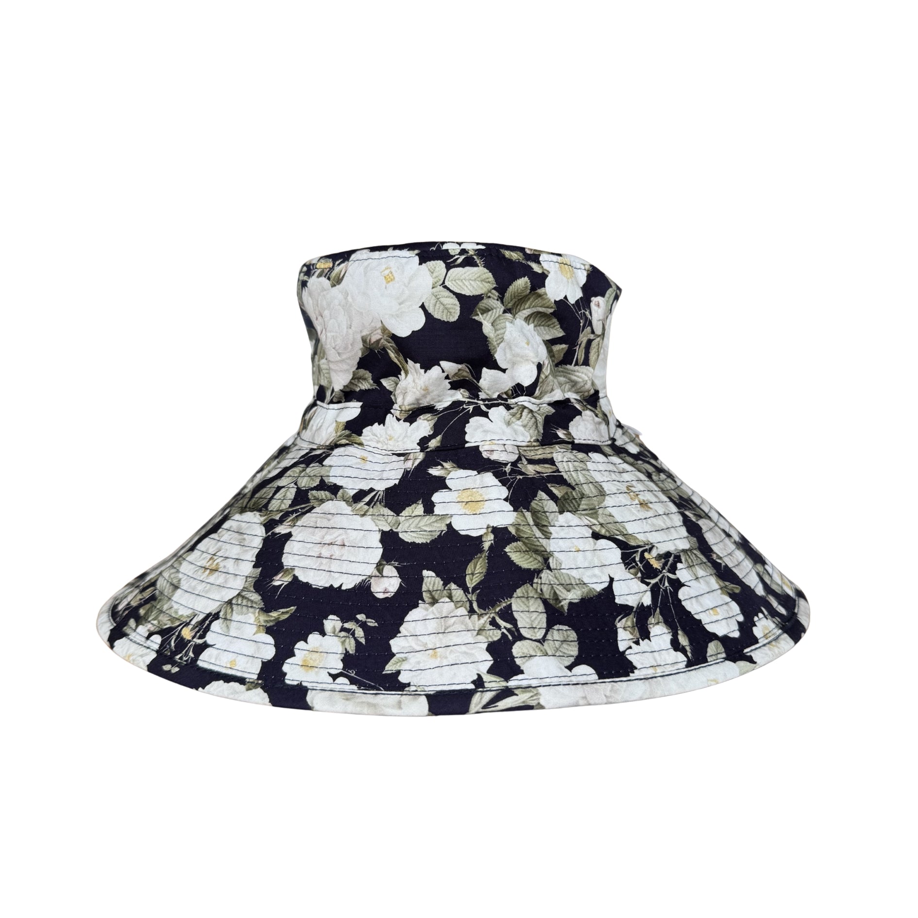 Navy Floral & Roses |Ladies Ultra Brim Bucket Hat