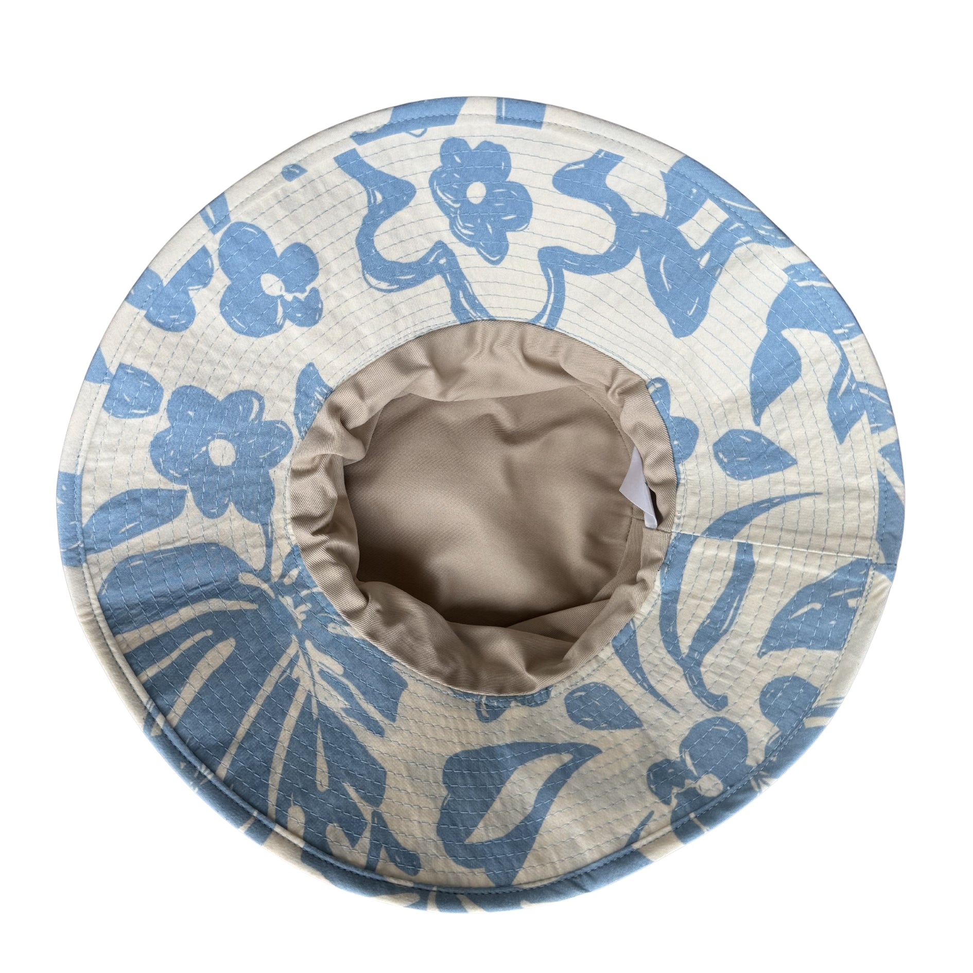 Blue & White Floral | Ladies Wide Brim Bucket Hat