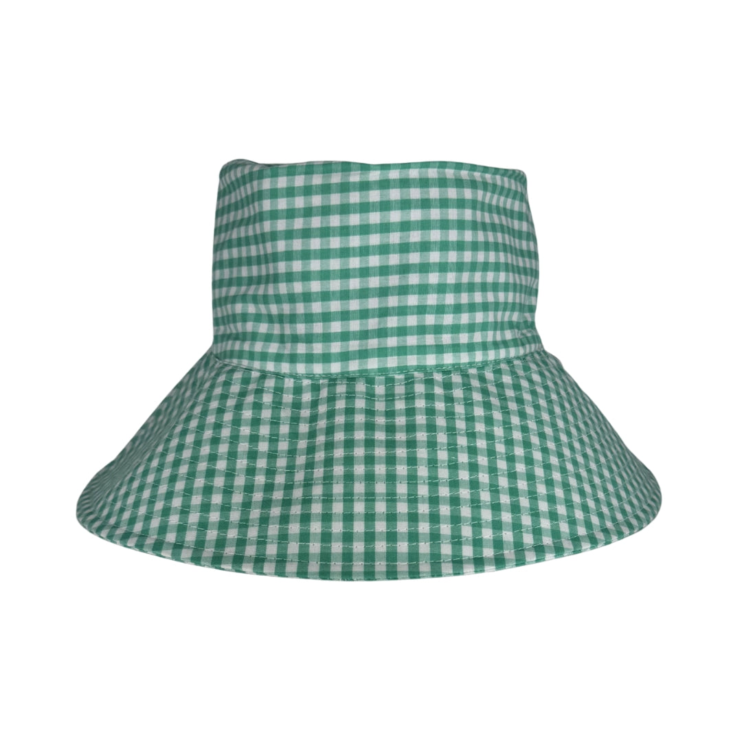 Teal Gingham | Ultra Wide Brim Bucket Hat