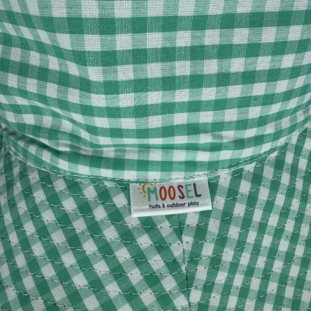Ladies Teal Gingham Plaid Ultra Wide Brim | UPF50+ Sun Hat | Moosel