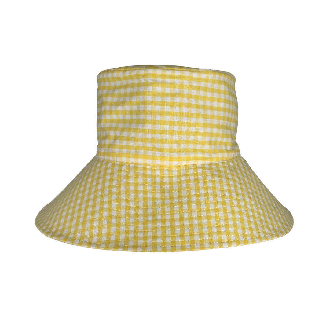Yellow Gingham | Ultra Wide Brim Bucket Hat