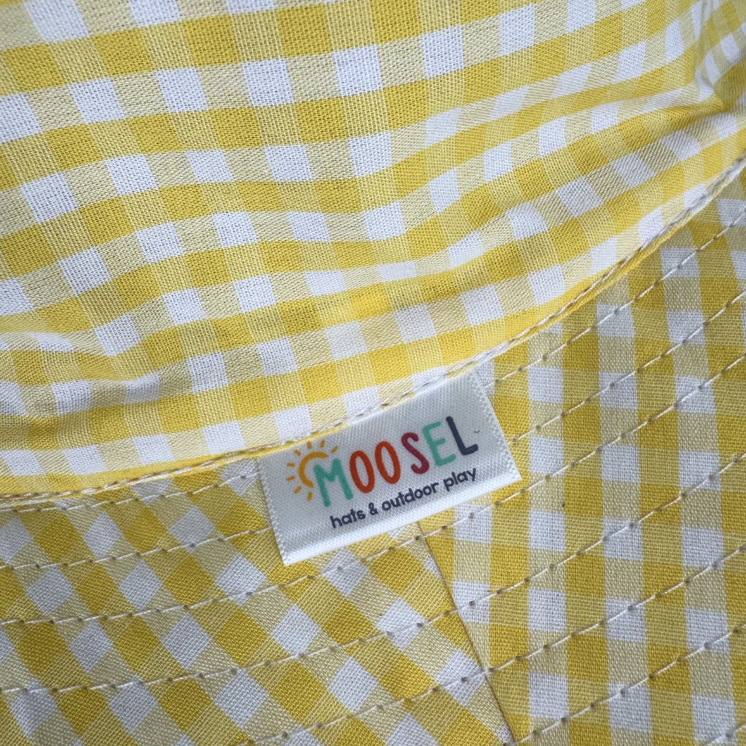 Yellow Gingham | Ultra Wide Brim Bucket Hat