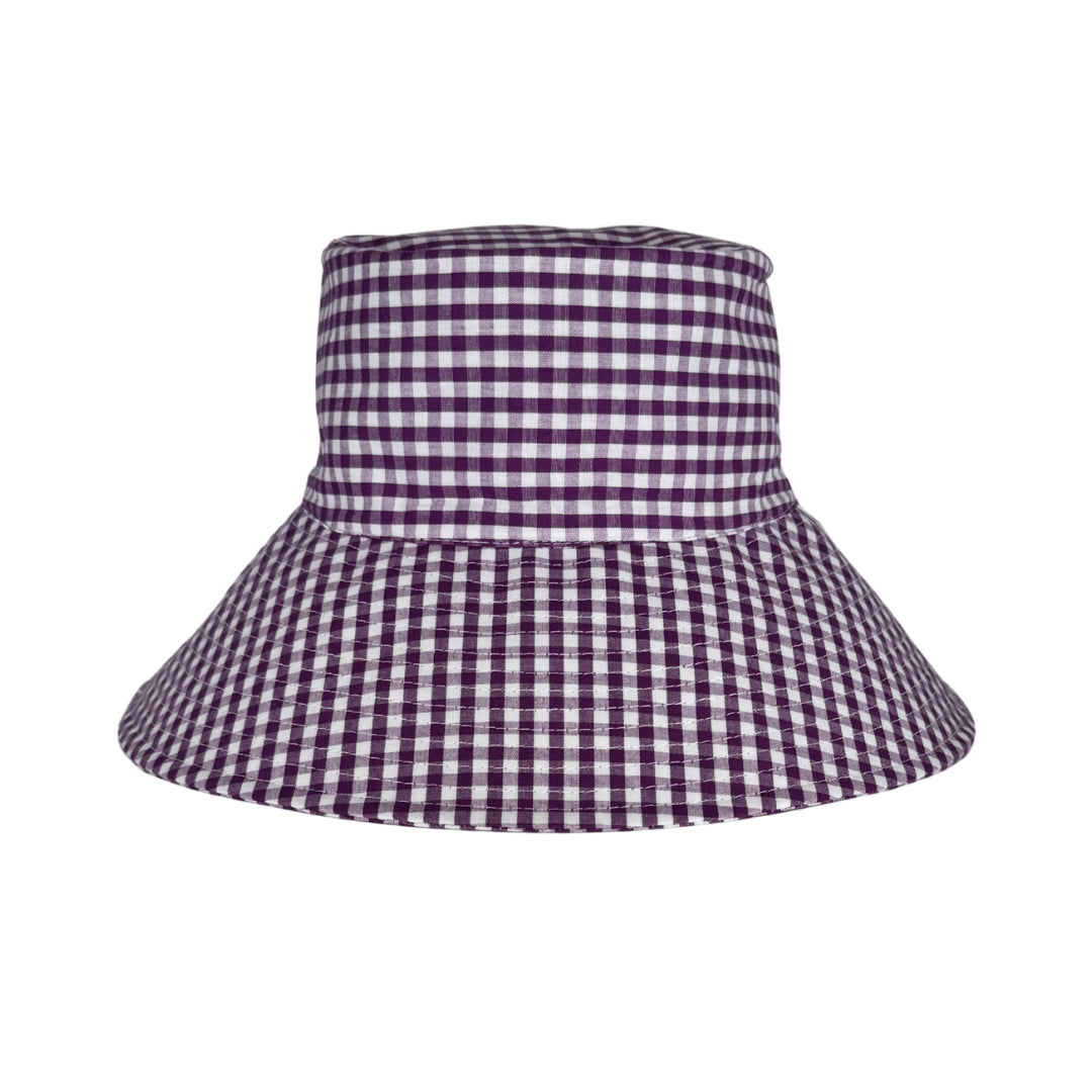 Purple Gingham | Ultra Wide Brim Bucket Hat