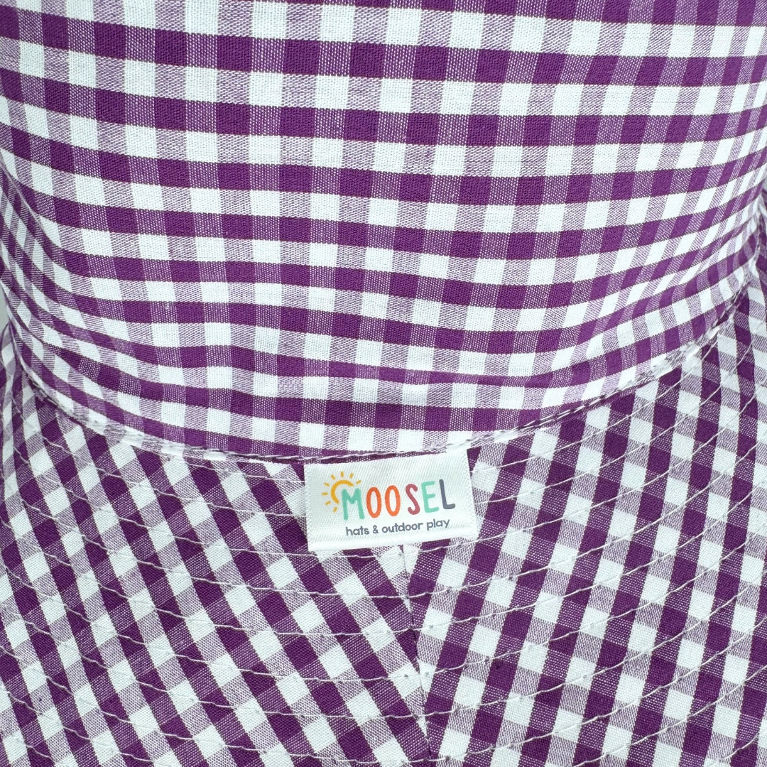 Purple Gingham | Ultra Wide Brim Bucket Hat