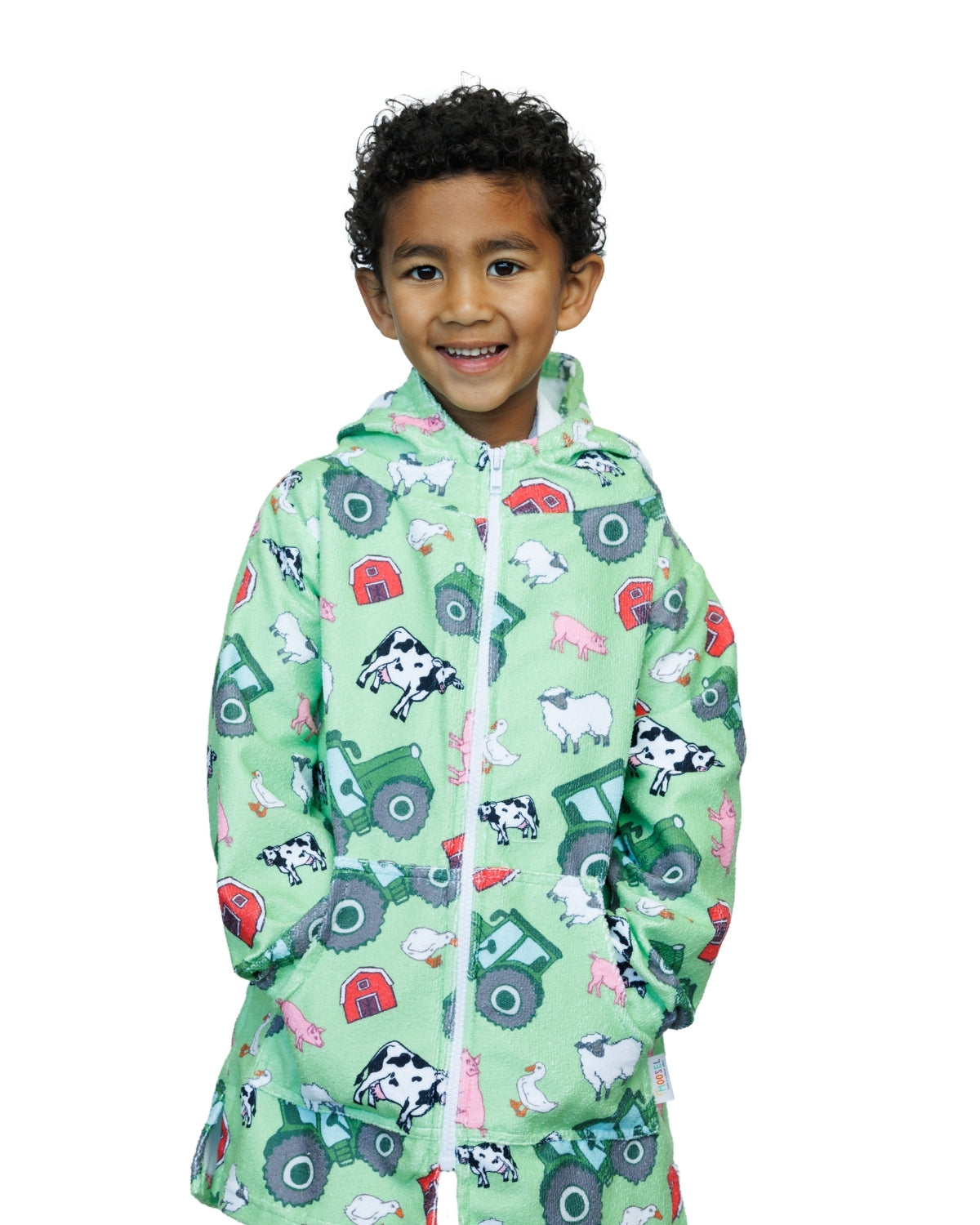 Farm Animals & Tractors | Hooded Beach Towel, Full Zip