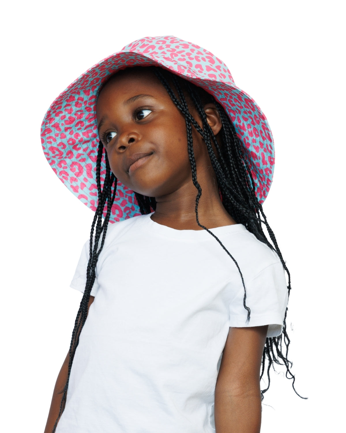 Teal Pink Leopard Print | Kids Bucket Hat