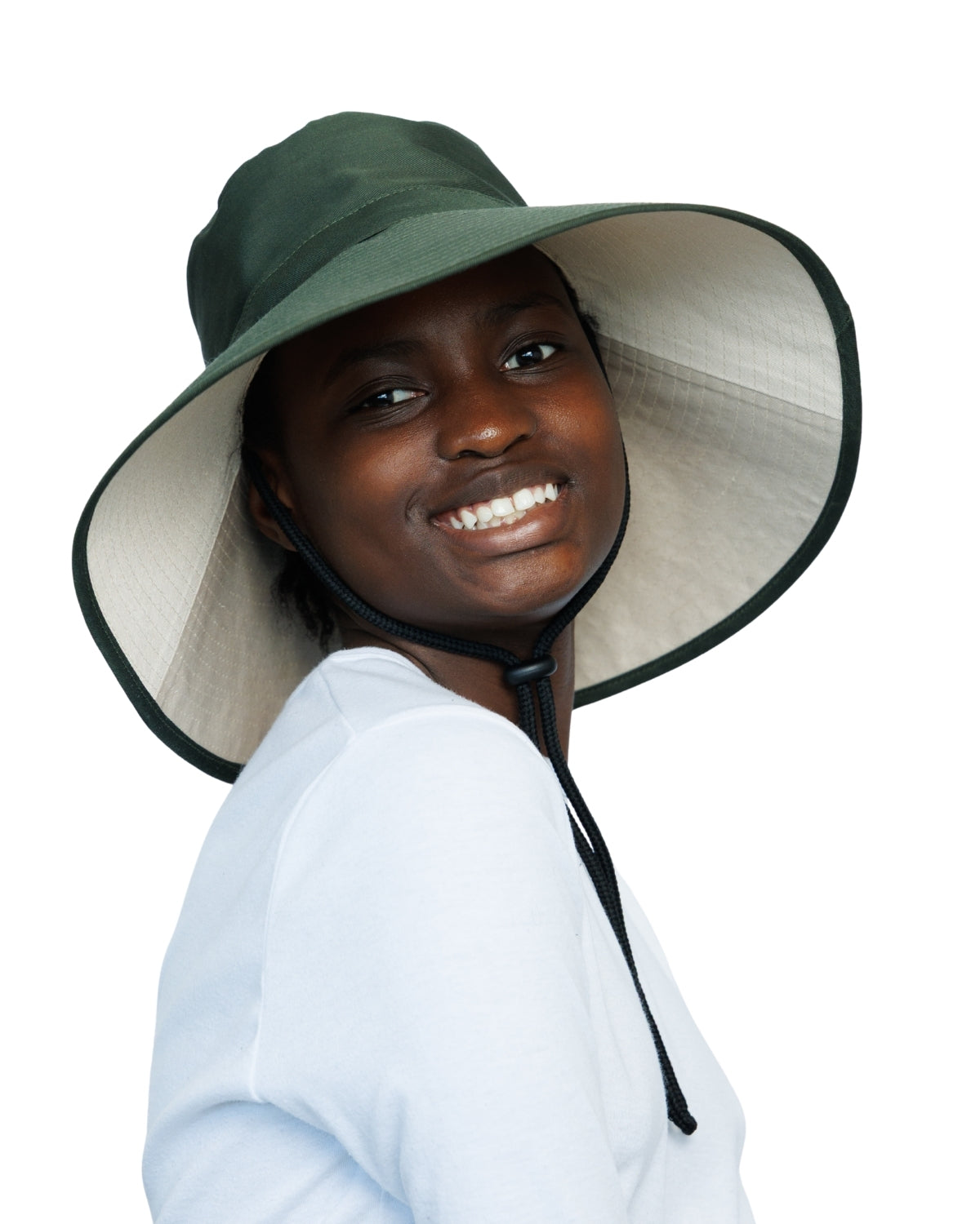 Olive/Beige | Ladies Ultra Wide Brim Bucket Hat