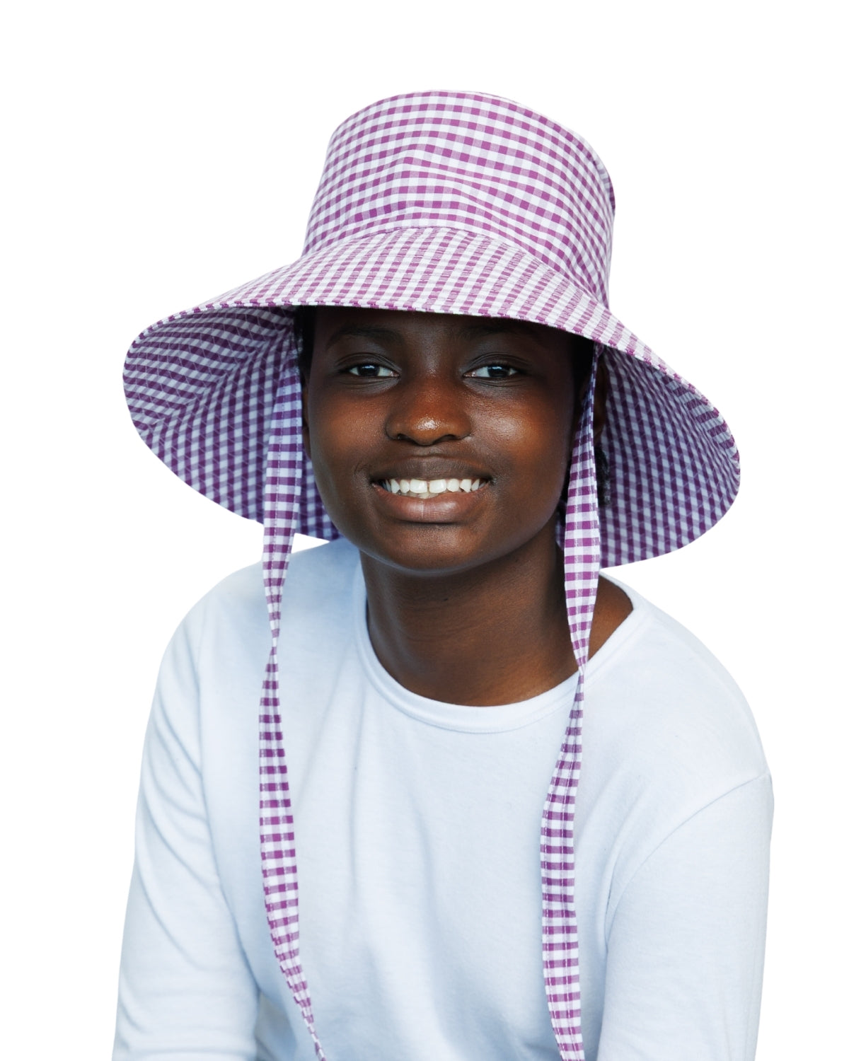 Purple Gingham | Ultra Wide Brim Bucket Hat