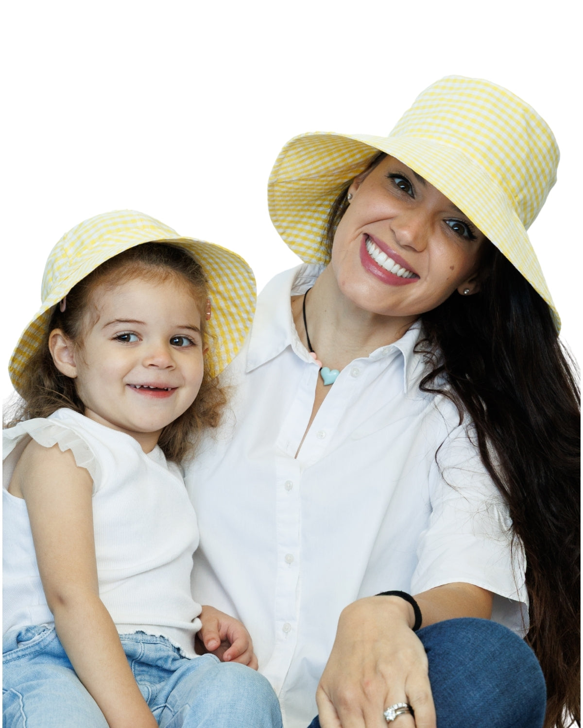Yellow Gingham | Ultra Wide Brim Bucket Hat