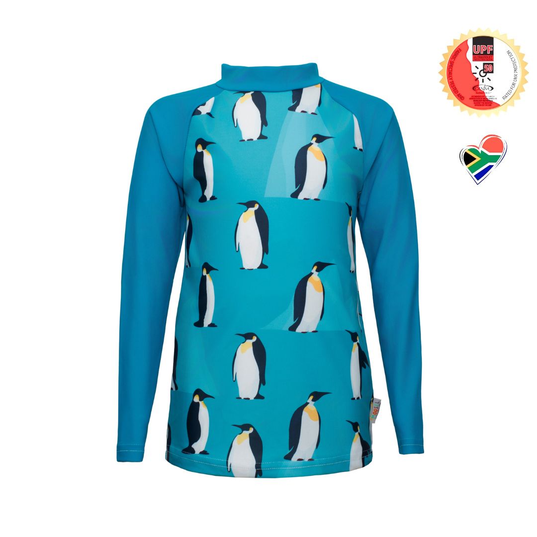 Unisex Penguin Swim Rash Vest | Long Sleeve, High Neck