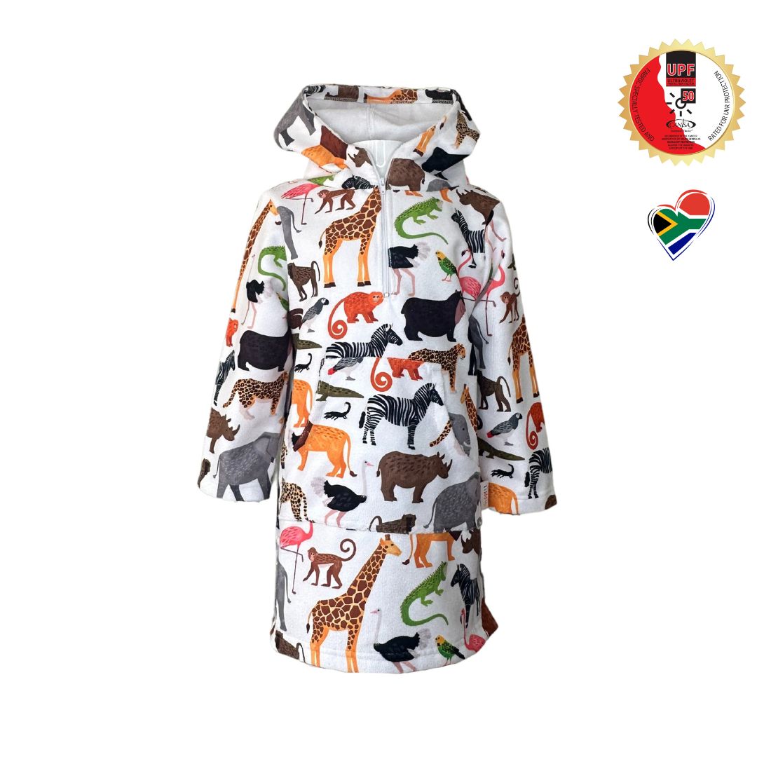 Hooded Towel / Swim Poncho SAFARI ANIMALS