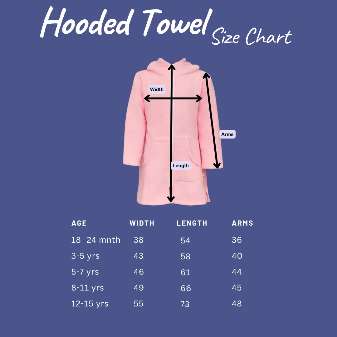 Girls Unicorns Hooded Towel. Beach accessory. Hoodie to cover head. Long Sleeves. Front Zip & Pockets. UPF50+ Certified