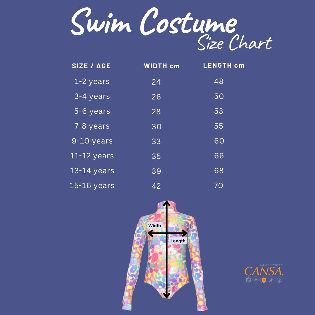 Girls Tropical Fruit Swim Costume | Long Sleeve, Front Zip