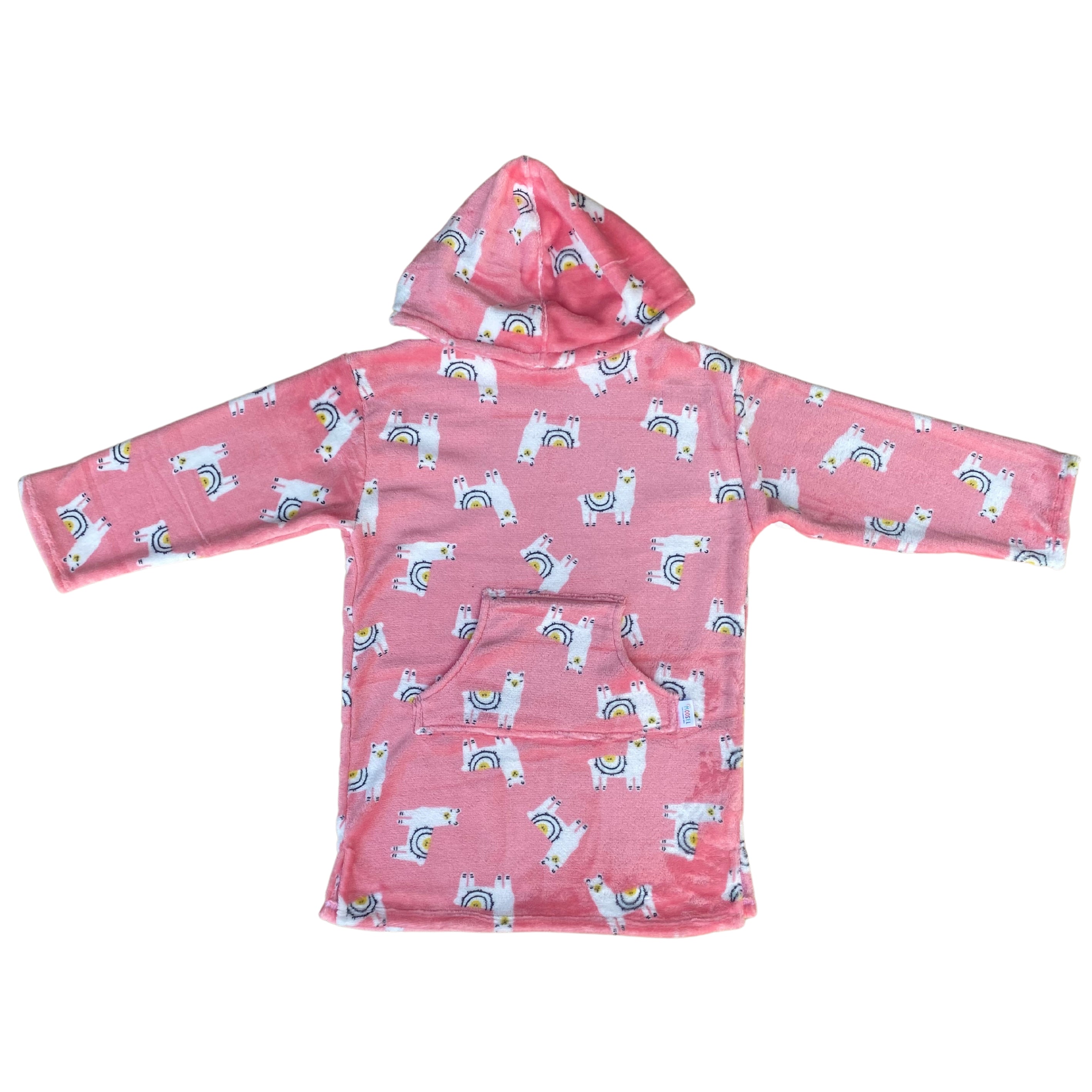 Hooded Fleece Blanket Poncho LLAMAS